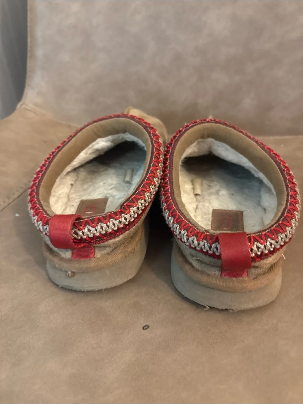 Ugg tazz girls brown chestnut red platform slippers shoes size 1